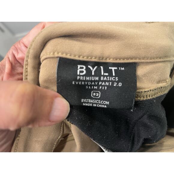 Bylt Premium Everyday Pant 2.0 Slim Fit Brown Viscose Blend Mens Size 32 - Picture 4 of 6